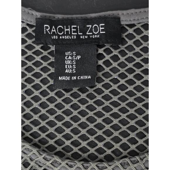 Rachel Zoe Gray Mesh Top Sparkle Iridescence Rhinestone Stretch Bling Small - Picture 7 of 7
